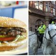 Celtic fan arrested after throwing a burger at a police horse for some reason