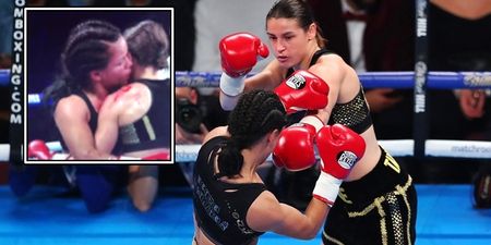 WATCH: Fight fans couldn’t believe Katie Taylor’s opponent kissing her mid-fight
