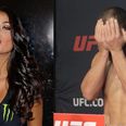 WATCH: Did UFC ring girl Arianny Celeste score a low blow on Johny Hendricks at weigh-ins?