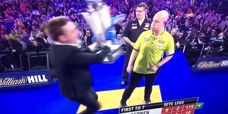 WATCH: ‘Oche invader’ storms world darts final, takes trophy, gets showered with boos and manhandled