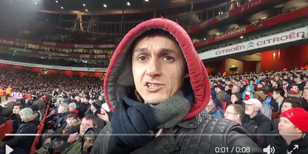 This Arsenal fan’s gone peak Arsenal by angrily filming himself in the middle of a match