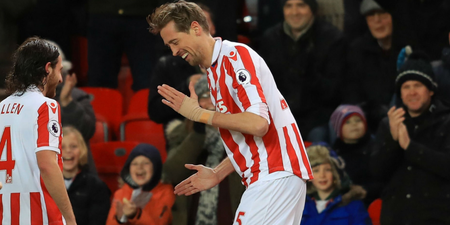 Peter Crouch just brought back the robot after scoring his 100th Premier League goal