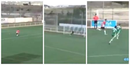 Goalkeeper nutmegs a man 90 yards away with the most ridiculous goal we’ve ever seen