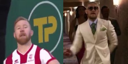 Lincoln City player’s Conor McGregor walk celebration wasn’t your average tribute to the UFC star