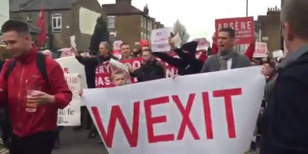 This ‘Wexit’ banner from Arsenal fans is why we can’t have nice things