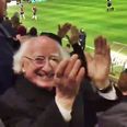 WATCH: President Michael D. Higgins almost loses the run of himself as Galway stun champions Dundalk
