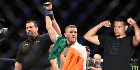 Nate Diaz wasn’t supposed to be at Conor McGregor’s history-making victory, but he found a way