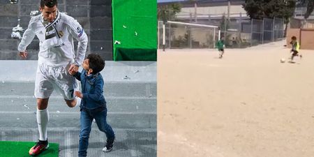 Cristiano Ronaldo’s son is banging in the goals after abandoning goalkeeping dreams