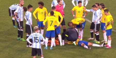 Gabriel Jesus stretchered off for Brazil after hefty elbow from his own clubmate