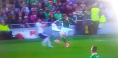 James McClean absolutely creases Austrian with huge shoulder