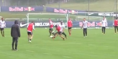 Naby Keita training ground confrontation kicked off by this rash tackle