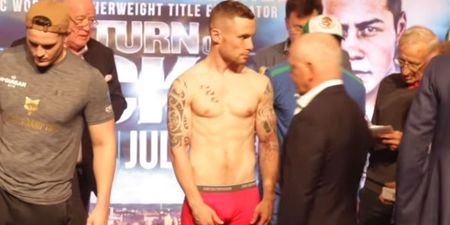 Carl Frampton’s reaction to missing weight says it all
