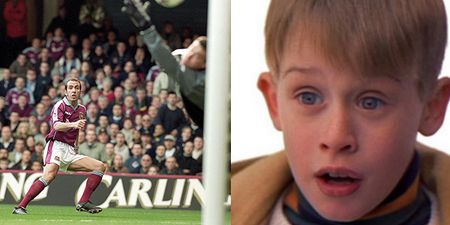 What exactly is Macaulay Culkin doing in a West Ham shirt from the early 2000s?