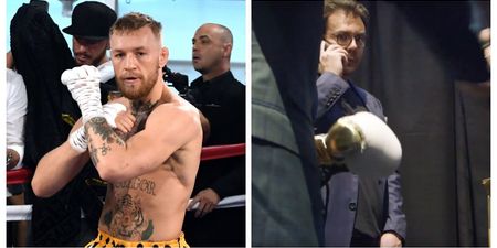 We may have just got a glimpse of the gloves Conor McGregor will be wearing on Saturday night