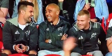 Simon Zebo burns Conor Murray as TV cameras catch him texting during Munster match