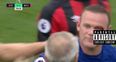 Bournemouth defender leaves Wayne Rooney with a horrific cut during Everton win