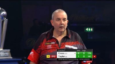 Phil Taylor wires nine darter but Rob Cross’ brilliance ensures he loses the set and leg