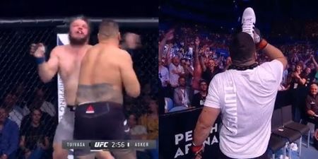 Undefeated UFC prospect Tai Tuivasa celebrates brutal knockout win by chugging beer from a shoe