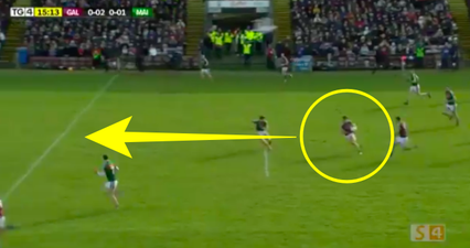 Shane Walsh runs from his own half to kick one of the scores of the weekend