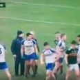 David Clifford gestures that he was hit in the testicles in Monaghan melee