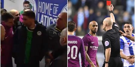 Fabian Delph red card tackle sparks unsavoury scenes on pitch and in tunnel in City Wigan clash