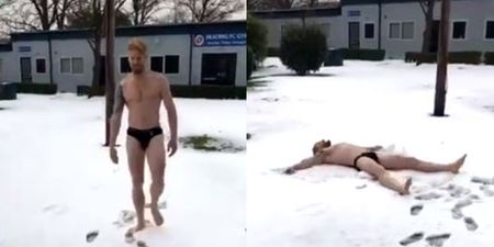 Nothing to see here, just Paul McShane doing snow angels in his underwear