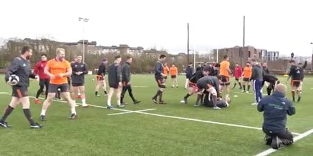 Munster players go nuts after Simon Zebo is sidestepped by hooker