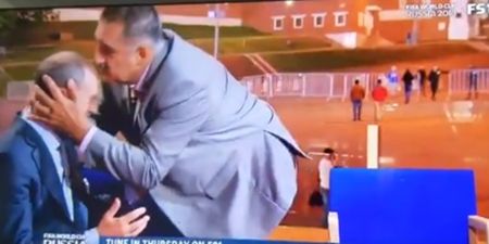 Martin O’Neill kissed on the head while appearing on American television