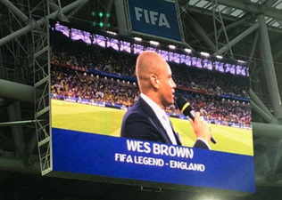 Confusion ensues as Wes Brown is named as a ‘FIFA Legend’ at England vs Colombia