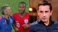 Gary Neville had a blunt reaction to the Colombia coach barging Raheem Sterling