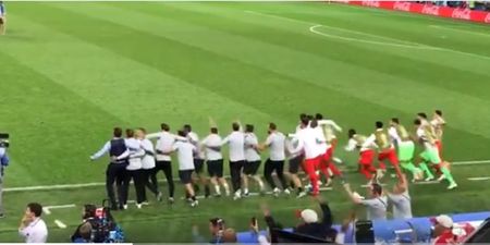 England’s bench reacts to penalty shootout win over Colombia