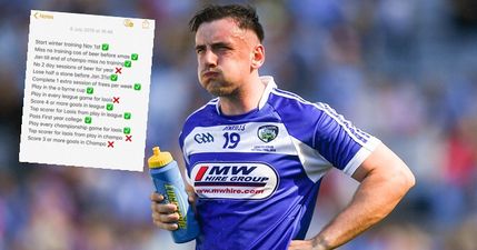 Laois player wrote out 14 targets for year in October, met 10 by July