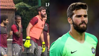 Alisson marks his first Liverpool training session with amazing save