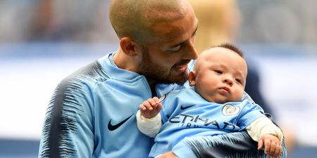 Touching moment as David Silva brings son Mateo onto Etihad pitch