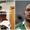 Johnny Sexton rinses Rory Best as he walks through Celtic Park