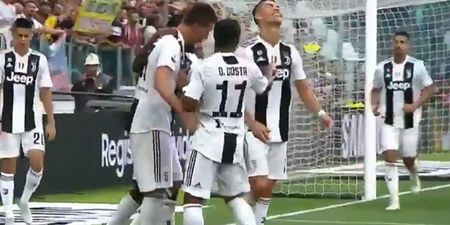 Cristiano Ronaldo ends up with first Juventus assist after open goal miss
