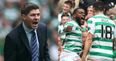 Steven Gerrard goes after the referee following defeat to Celtic