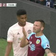 Marcus Rashford shown straight red card after clash with Phil Bardsley