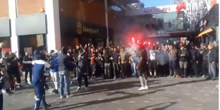 PSG Ultras charge into Liverpool city centre with flares