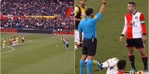 Robin van Persie receives straight red card moments after perfect free kick