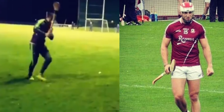 Damien Comer proves a dab hand at hurling with amazing sideline cut point