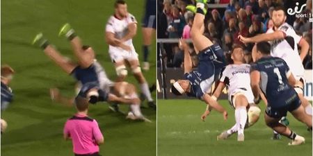 Matthew Rea sent off for huge tackle on Cian Kelleher in the air