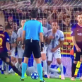 Inter Milan player pans out on ground to stop Suarez’ under the wall free-kick