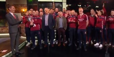 Mullinalaghta team start a sing-song on the Late Late Show