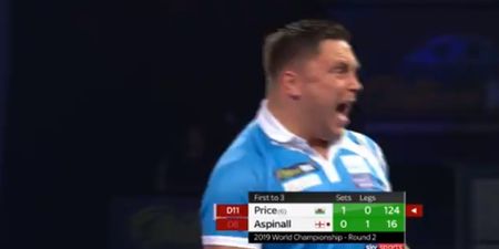 Gerwyn Price goes nuts after 124 checkout against Nathan Aspinall