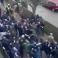 Everton and Millwall supporters clash outside The Den ahead of FA Cup tie