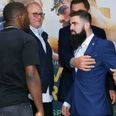 Jono Carroll had to be held back after fiery staredown with Tevin Farmer