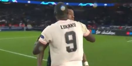 Romelu Lukaku consoled Kimpembe as Man United celebrated historic victory over Paris Saint-Germain
