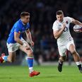 Jonny May tackles Italy physio during England Six Nations win