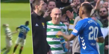 Steven Gerrard reacts to Alfredo Morelos’ idiotic red card against Celtic